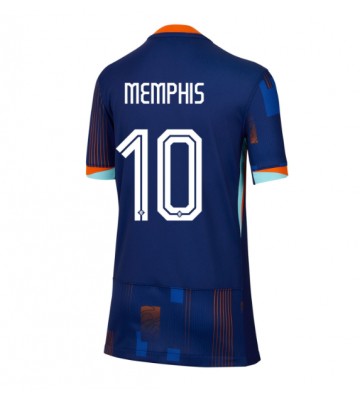 Holland Memphis Depay #10 Replika Udebanetrøje Dame EM 2024 Kortærmet